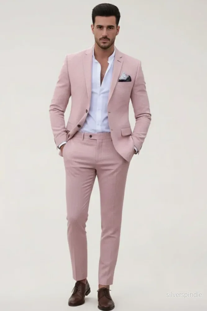 Elegant Slim Fit Kostym Herr med Skräddarsydd Kavaj & Byxor | Perfekt för Bröllop och Formella Tillfällen - Bild 3