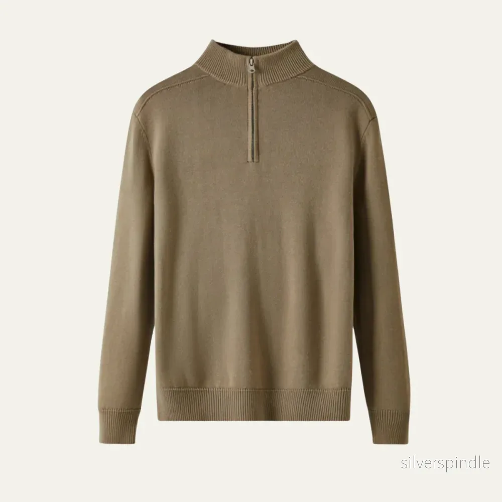 Stickad Tröja för Män med Kvartsdragkedja | Skräddarsydd Passform för Elegant Stil - Bild 3