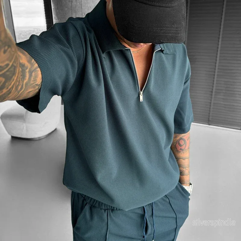 Liam | Sportig Tvådelad Polo och Shorts Set för Vardagsbruk - Bild 2