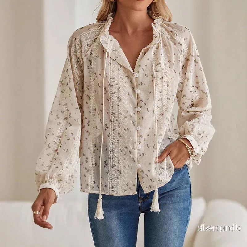 Sophie | Elegant Blommig Långärmad Blus för Dam - Bild 3