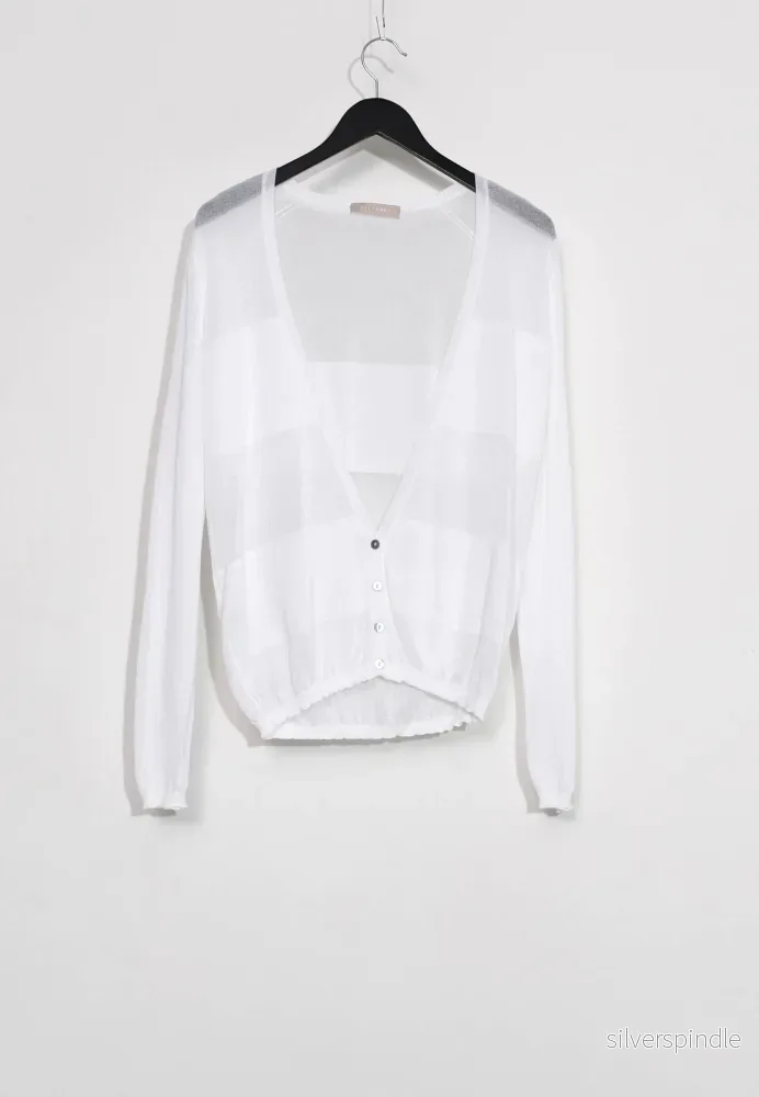 TRANSPARENT STRIPES CARDIGAN - Vit