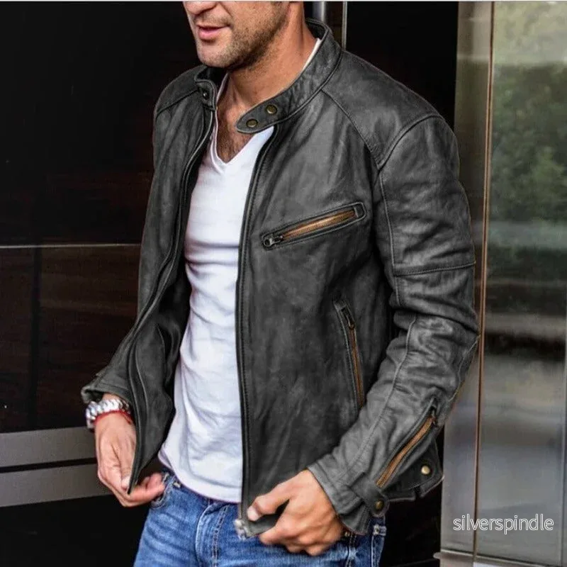 Stilren Bikerjacka för Män med Väderbeständig Finish | Slim Fit Design för Modern Elegans