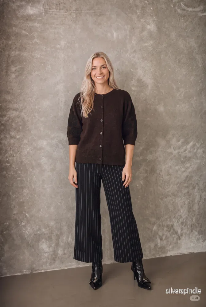 Anna s/s Cardigan - Dark Brown Melange - Bild 2
