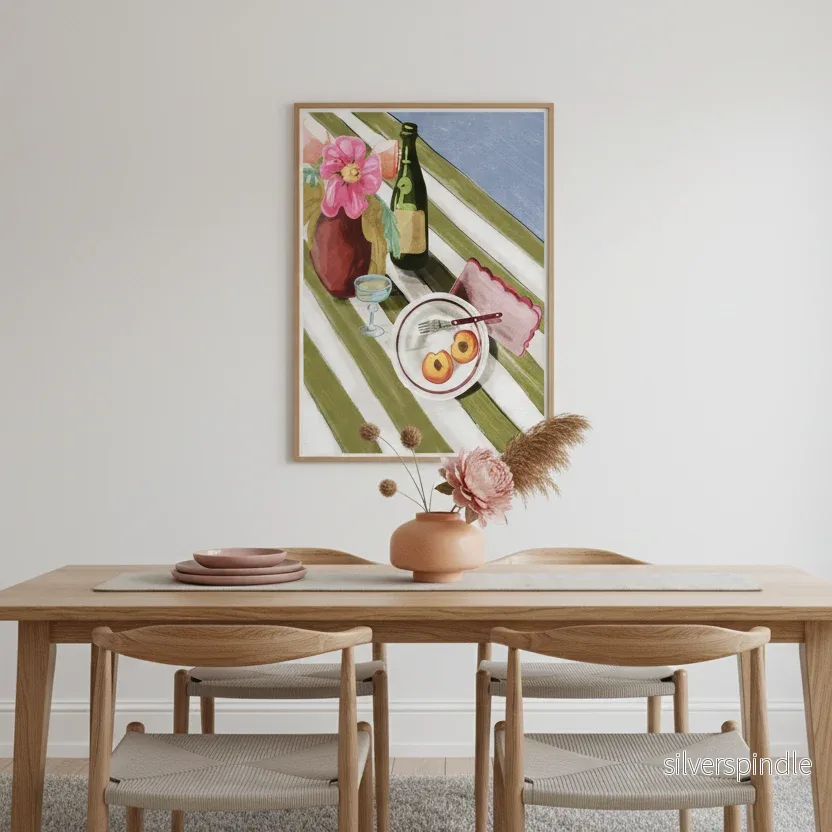 Persikoposter – stilleben med rosa dahlia - Bild 3