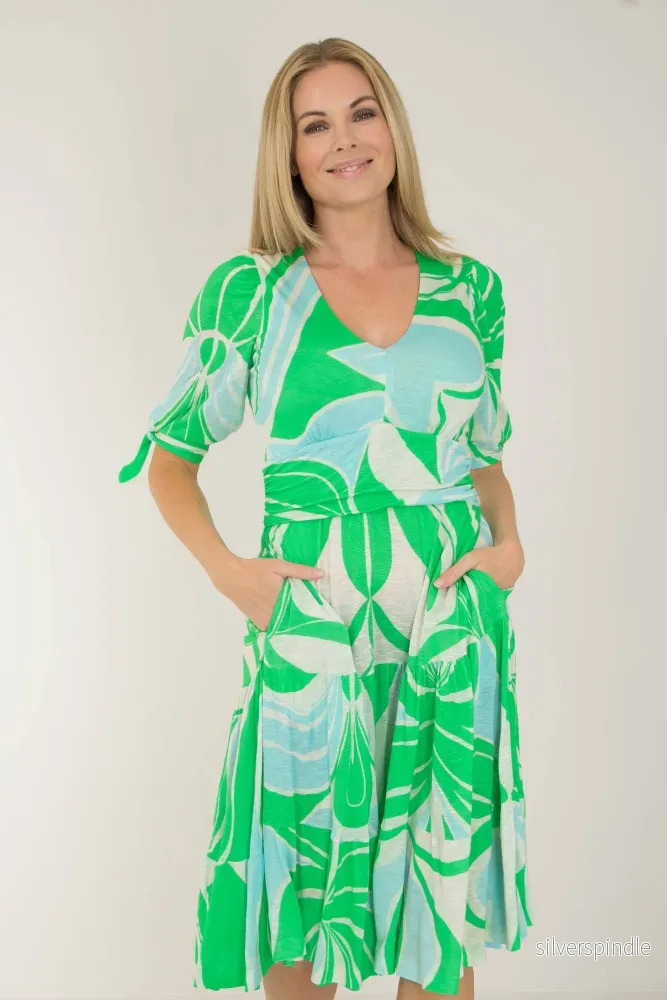 Flowy short jersey dress - Green - Bild 2