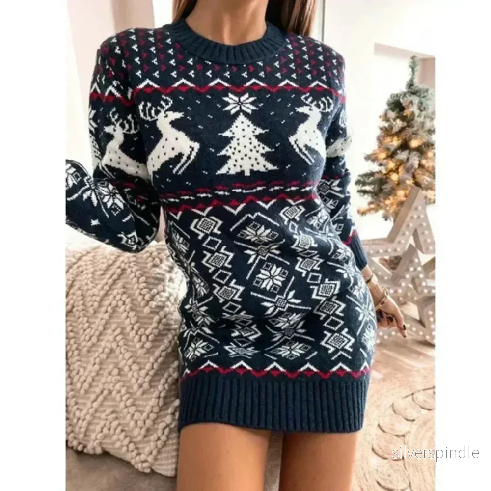 Mysig Jultröja med Norskt Renmönster | Varm Tunika för Elegant Vinterstil - Bild 2