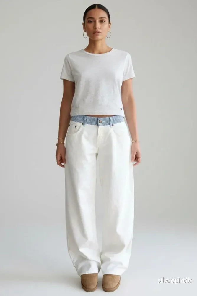 Sophie | Avslappnade Medelhöga Jeans med Randig Design - Bild 2