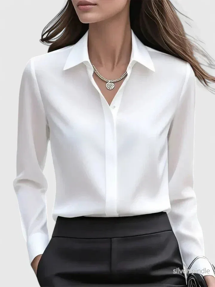 Emma | Elegant Långärmad Topp med Dold Knäppning - Bild 2