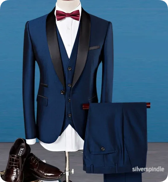 Elegant 3-delad Herr Kostym med Svart Sjalslag | Slim Fit för Bröllop och Formella Tillfällen - Bild 3