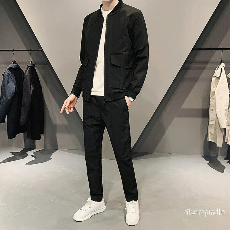 Ethan | Slim Fit Tvådelad Sportset för Herrar i Svart och Khaki