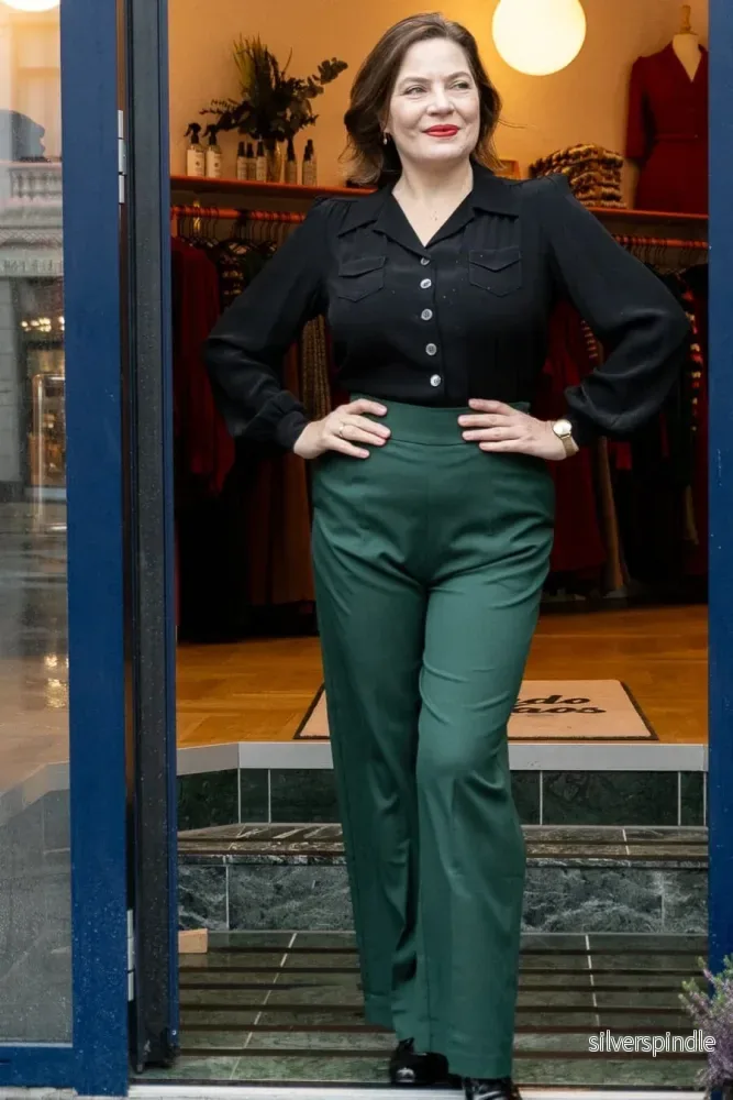 Sweetheart skjorta i vintagestil - svart - Bild 3