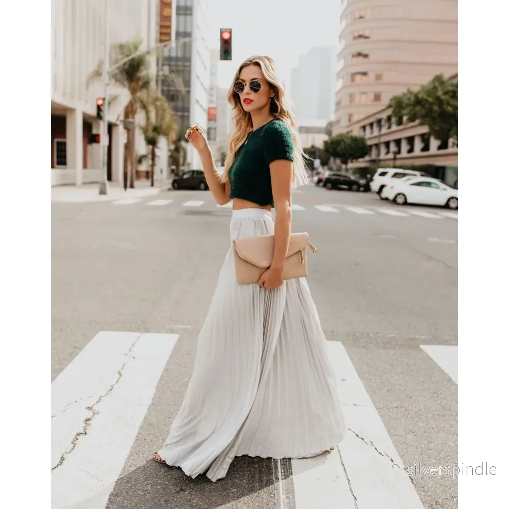 Sophie | Elegant Lång Kjol Dam i Vit För Sommar - Bild 2