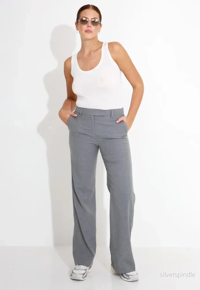 PANTALONE LARGO IN FLANELLA - Grå - Bild 2