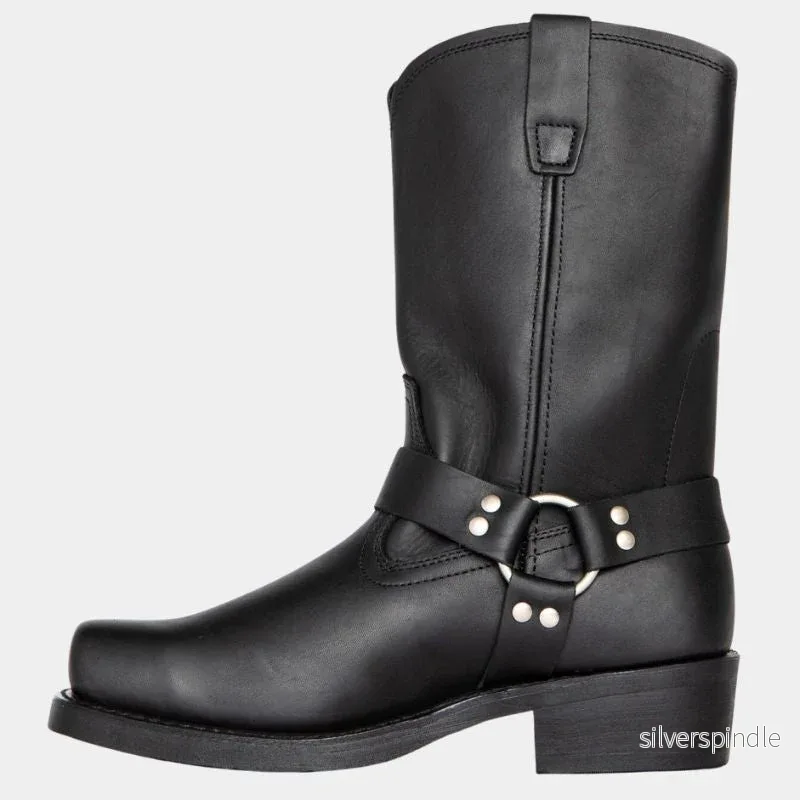 Vintage Cowboystövlar | Slitstarka Stövlar med Fyrkantig Tå | Perfekta för Äventyr och Urban Stil
