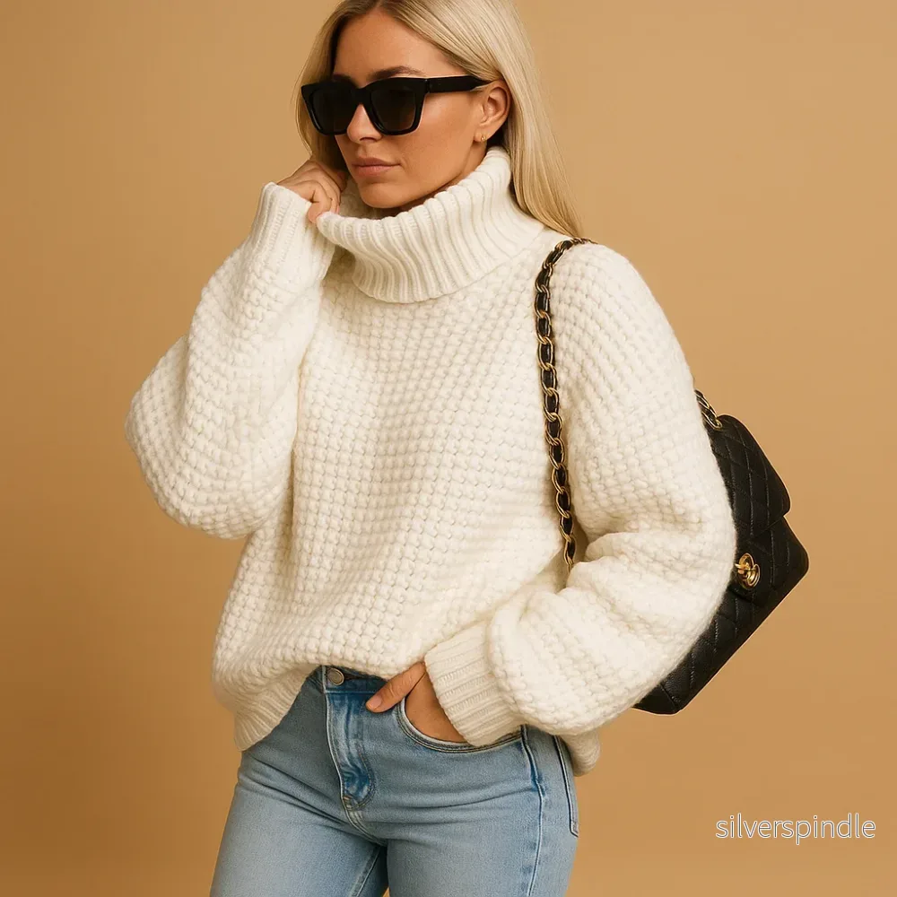 Klassisk Ulltröja för Damer med Chunky Textur | Varm och Bekväm för Höst och Vinter