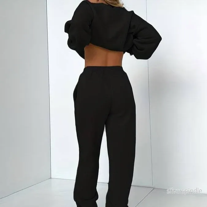 Loungewear Set för Damer | Mjuk Tröja och Joggingsbyxor med Flexibel Passform | Perfekt för Avkoppling och Utflykter - Bild 2