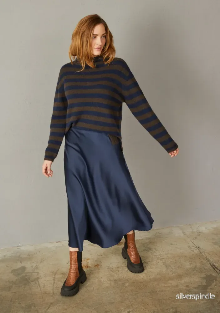 Anna Highneck Pullover - Brown/Navy Stripe - Bild 3