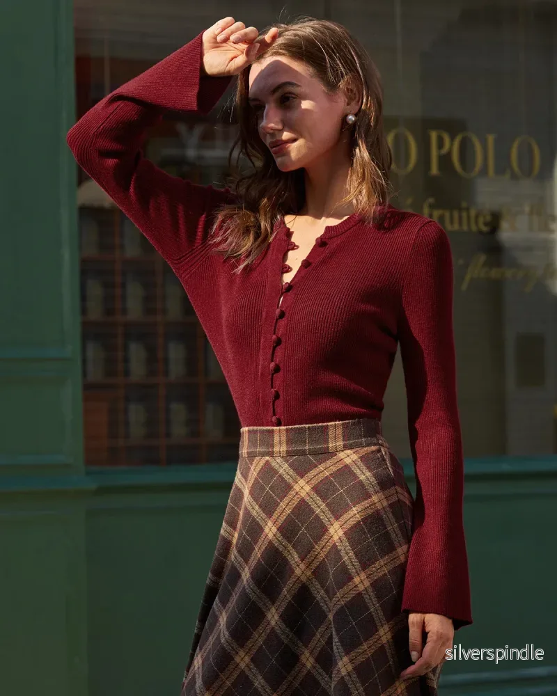 Sophie | Elegant Ribbad Topp med Trumpetärmar - Bild 2