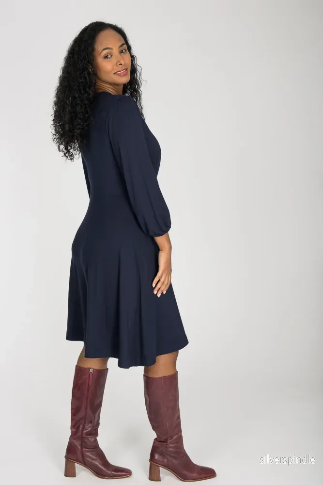Slip-On wrap short jersey dress - Navy - Bild 2