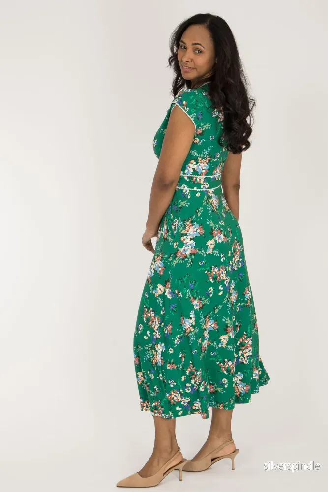Picot pocket midi jersey dress - Green - Bild 3