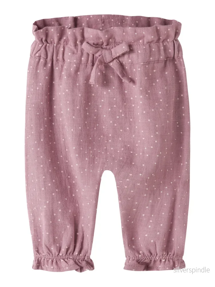 Lalou baby byxor prickigt med rosett Lalou baby byxor prickigt med rosett