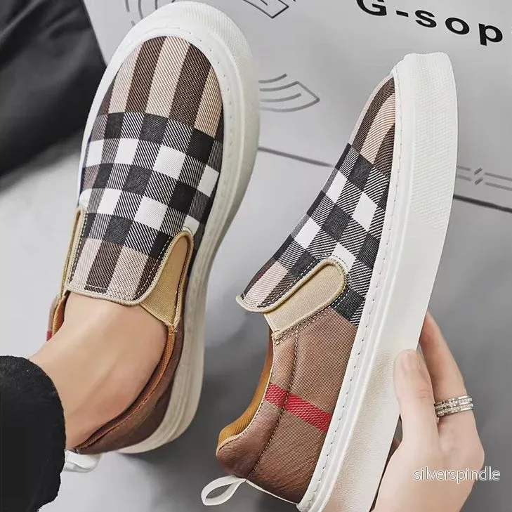 Ethan | Modern Rutmönstrade Slip-On Sneakers för Herr - Bild 3