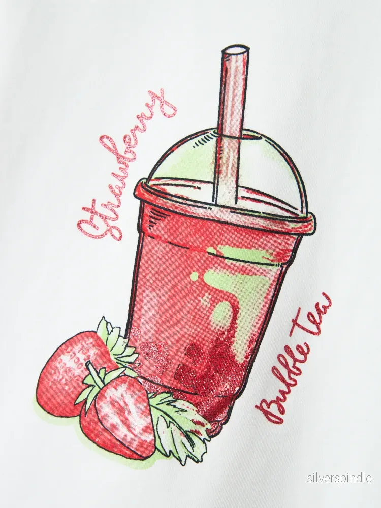Vit Jordgubbe T-shirt - Bild 2