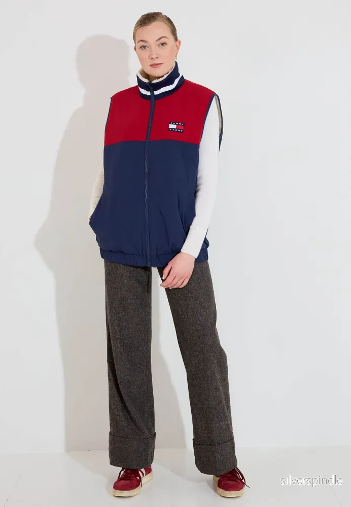 TJW REVERSIBLE RETRO VEST VÄST - Light slit/Wine red - Bild 2