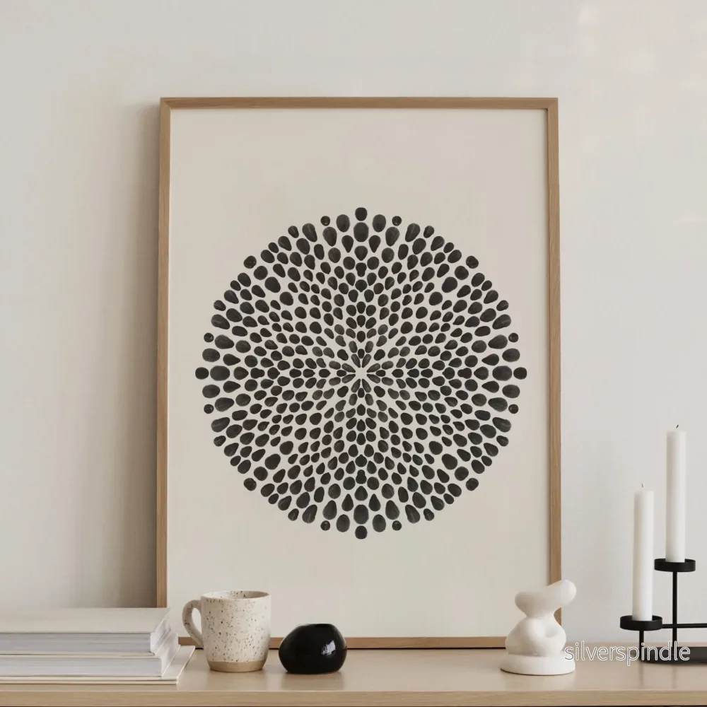 Mandala Poster Prickar Svartvit