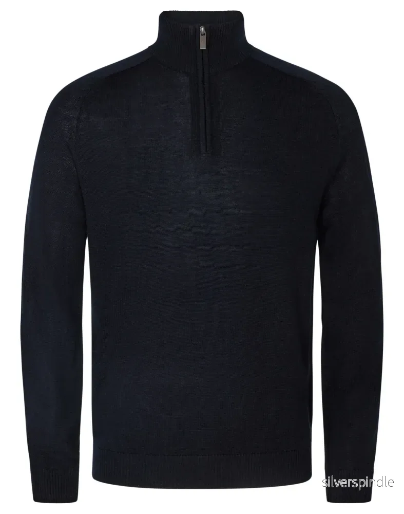 BS Pelle regular fit Stickad tröja - Marinblå