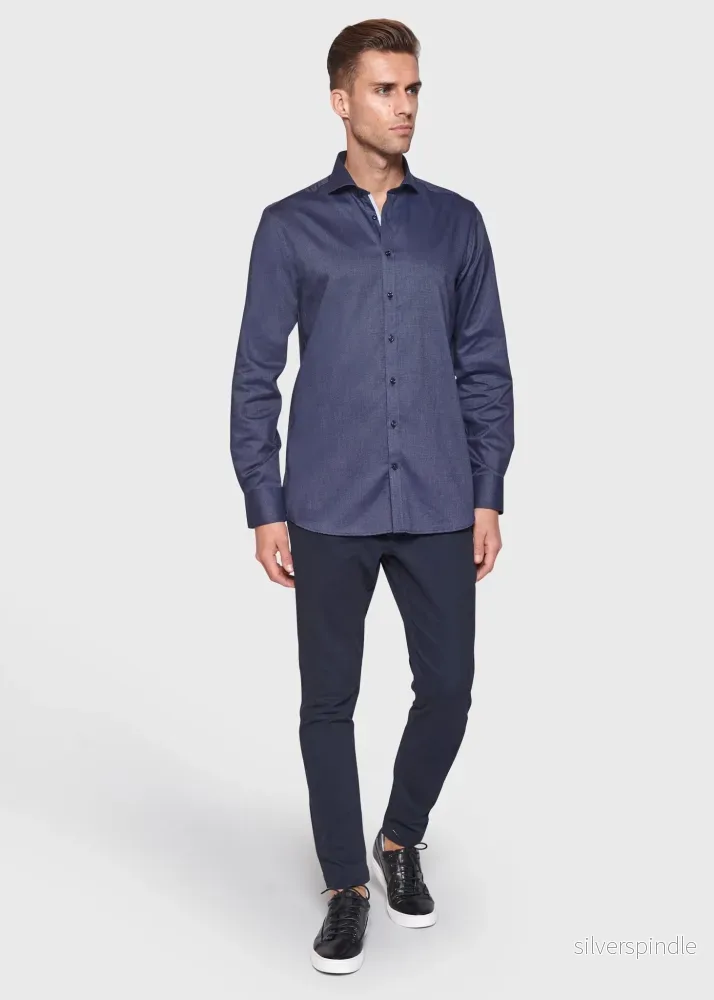 BS Matteo Modern Fit Skjorta Navy - Navy - Bild 3