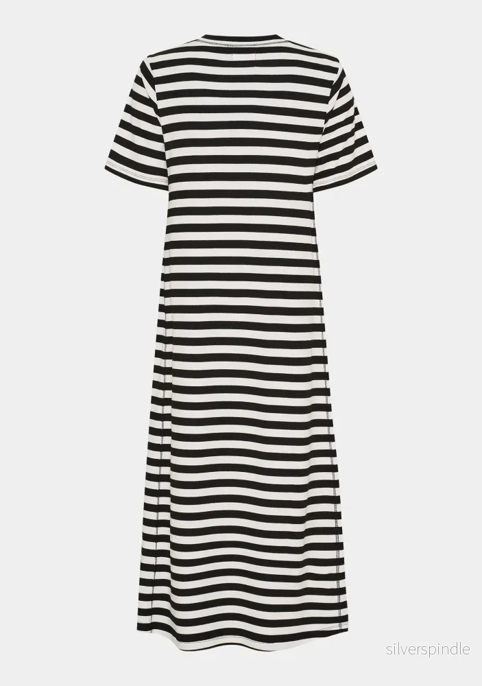 Jeila Jersey Dress - Black/Broken White stripe - Bild 3