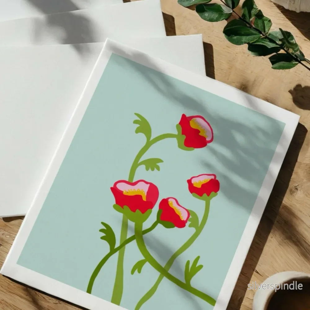 Grafisk Pion blomposter – Minimalistisk botanisk väggkonst - Bild 3
