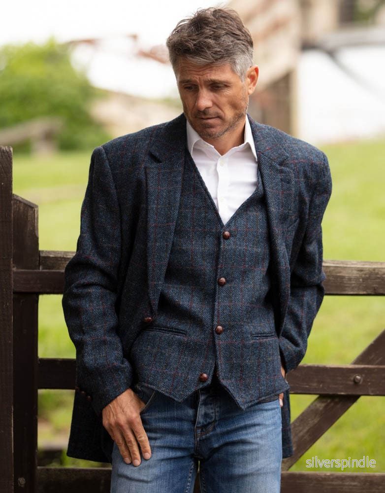 Walker & Hawkes Blakemore Royal Blue - Harris Tweed kavaj - Bild 2