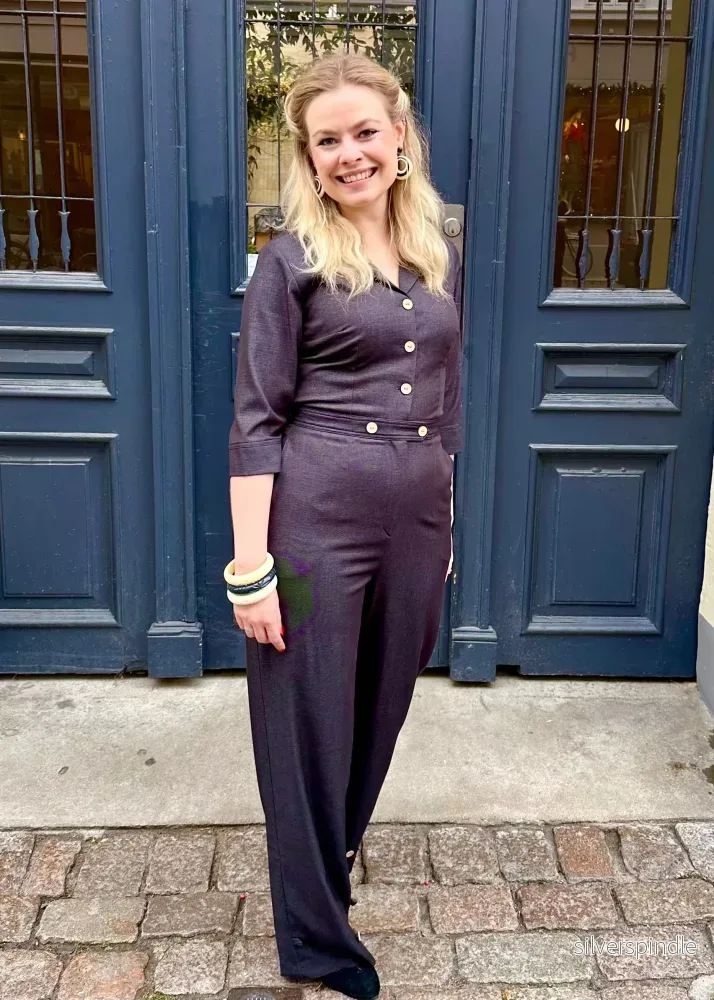 Maxine jumpsuit med 3/4-ärmar - svart denimlook - Bild 3
