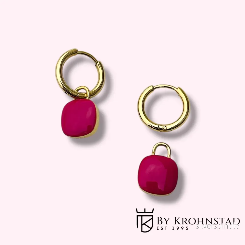 Petite pink Enamel Hoop Earrings