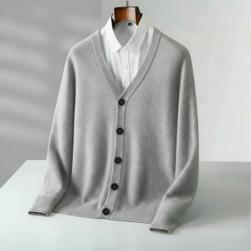 Klassisk Herrcardigan | V-ringad Design med Knappstängning | Elegant Lager för Alltider - Bild 3
