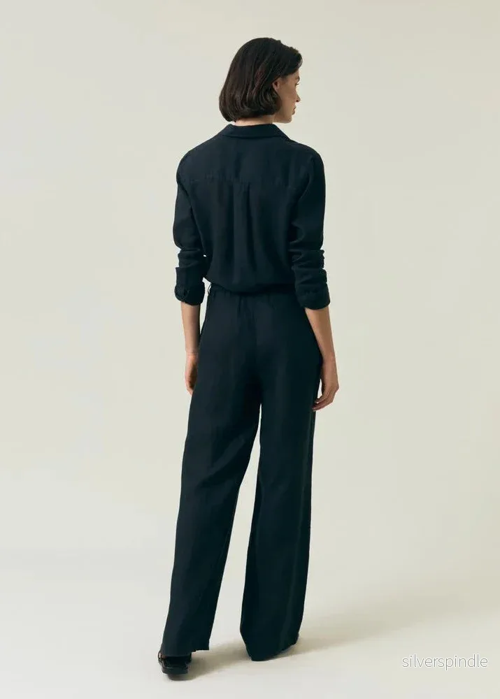 Lexington Waist Wide Leg Linen Pants Black - Bild 2