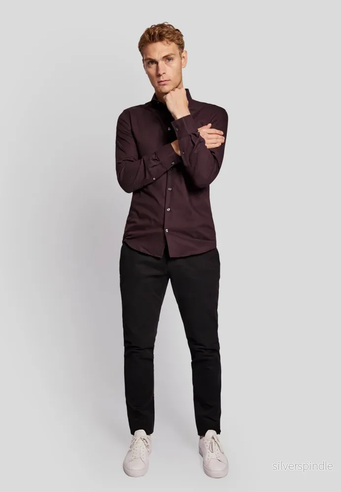 BS Denham slim fit Skjorta - Bordeaux - Bild 3