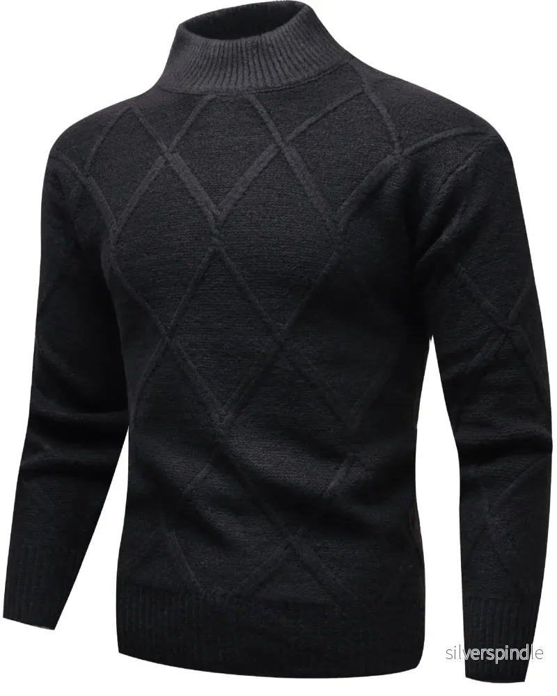Liam | Mönstrad Slim Fit Hösttröja med Halv Polokrage