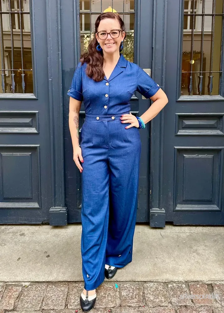Maxine jumpsuit med korta ärmar - denimlook - Bild 2