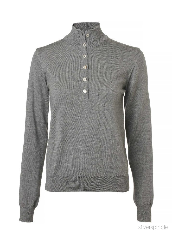 Chevalier Blaise Buttoned Merin Pullover Smoked Gray Chevalier Blaise Buttoned Merin Pullover Smoked Gray