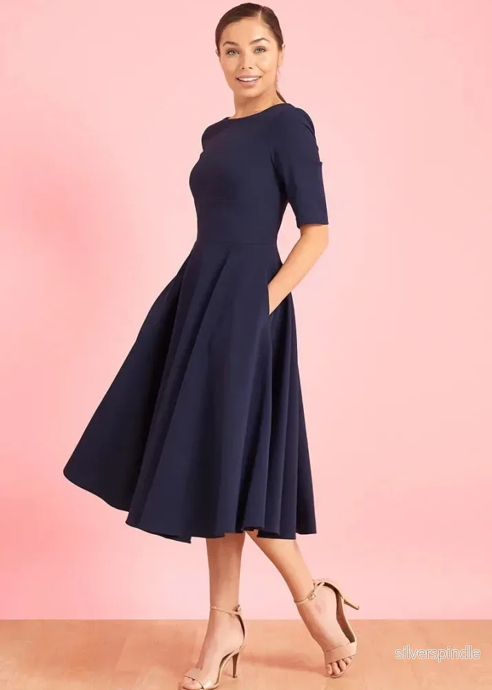 Hepburn 1950-talsstil svängklänning - navy - Bild 2