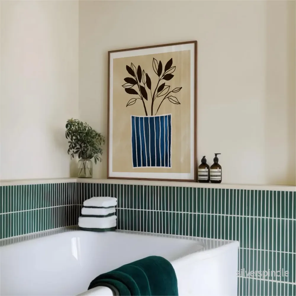 Minimalistisk botanisk poster – blårandig vas - Bild 3