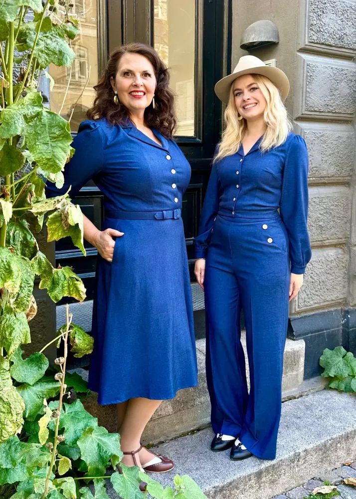Sally seglarbyxor med hög midja - mörk denimblå - Bild 3
