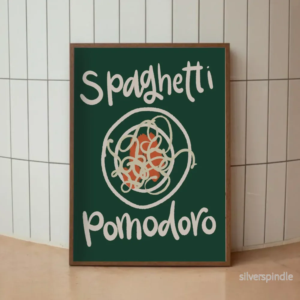Pastaposter Spaghetti Pomodoro i Mörkgrönt