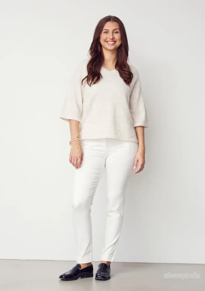 Anna s/s V-Neck Pullover - Broken White - Bild 3
