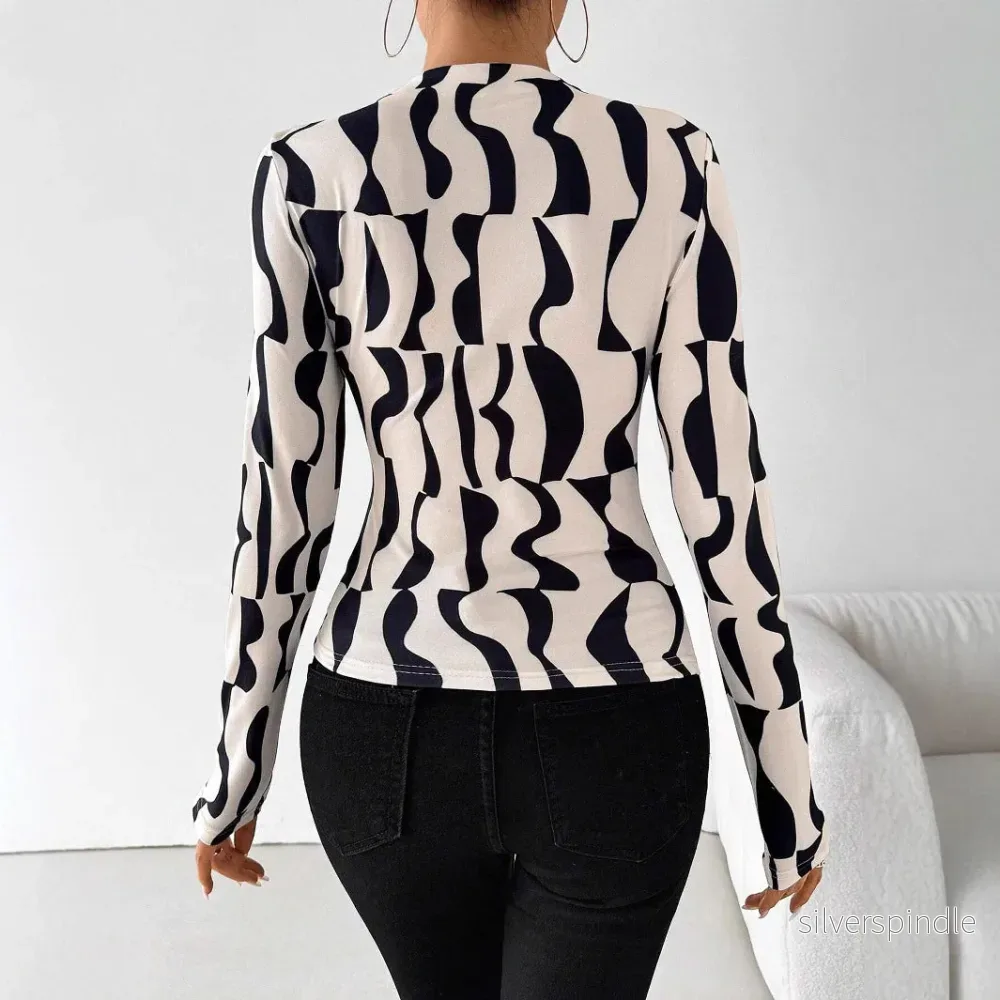 Olivia | Elegant Slim Fit Topp med Stående Krage - Bild 3