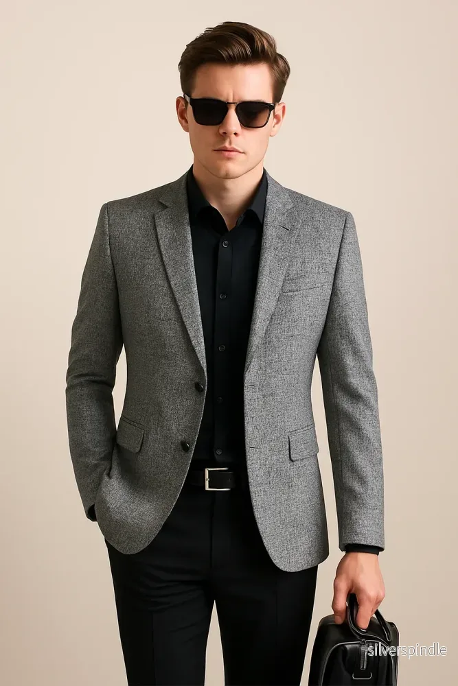 Slim Fit Blazer | No-Iron Casual Jacka för Män med Avslappnad Stil | Perfekt för Familjeevenemang Slim Fit Blazer | No-Iron Casual Jacka för Män med Avslappnad Stil | Perfekt för Familjeevenemang