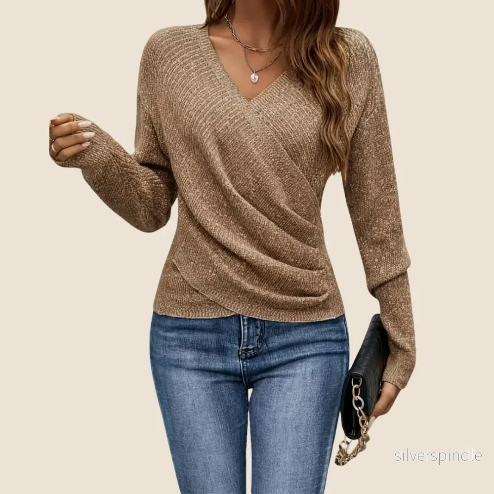 Emma | Elegant Draperad Omslagstopp med V-Hals Emma | Elegant Draperad Omslagstopp med V-Hals